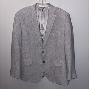 Michael Kors Mens Two Button Grey Blazer Linen Blend Suit Jacket Lightweight 42R